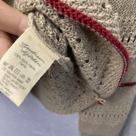 Gudrun Sjoden Button Up Cardigan Sweater Womens Large L Tan Open Knit Pockets - Picture 10 of 12